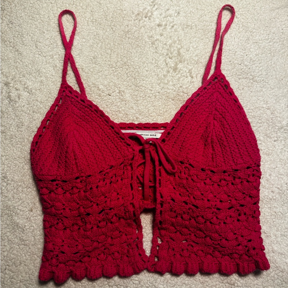 American Eagle Outfitters Pink Crochet Top